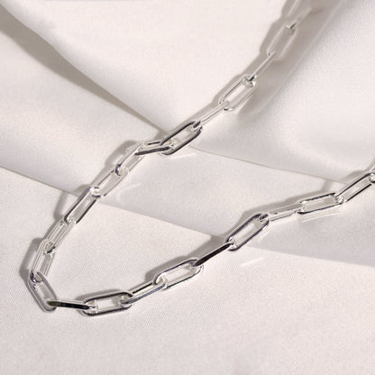 Collier ras du cou à longs maillons en argent sterling de 35 à 40 cm