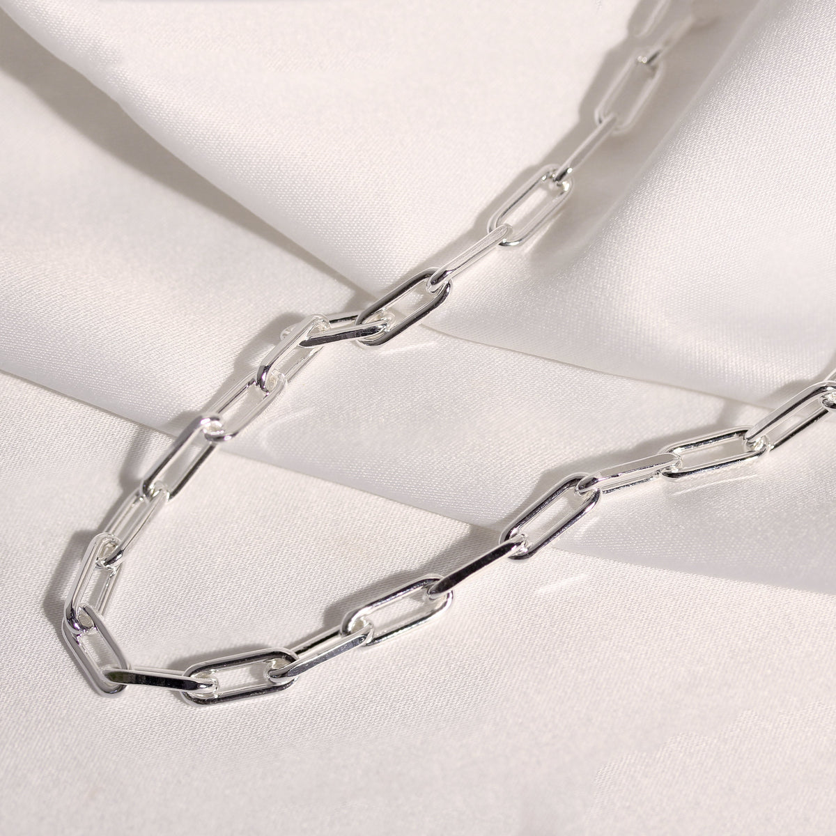 Collier ras du cou à longs maillons en argent sterling de 35 à 40 cm
