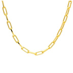 Collier ras du cou à longs maillons en argent sterling plaqué or 35-40 cm