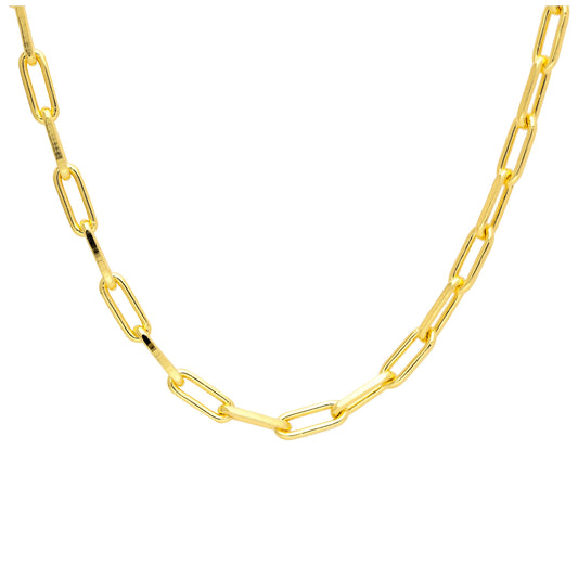 Collier ras du cou à longs maillons en argent sterling plaqué or 14-16"