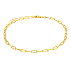 Collier ras du cou à longs maillons en argent sterling plaqué or 35-40 cm
