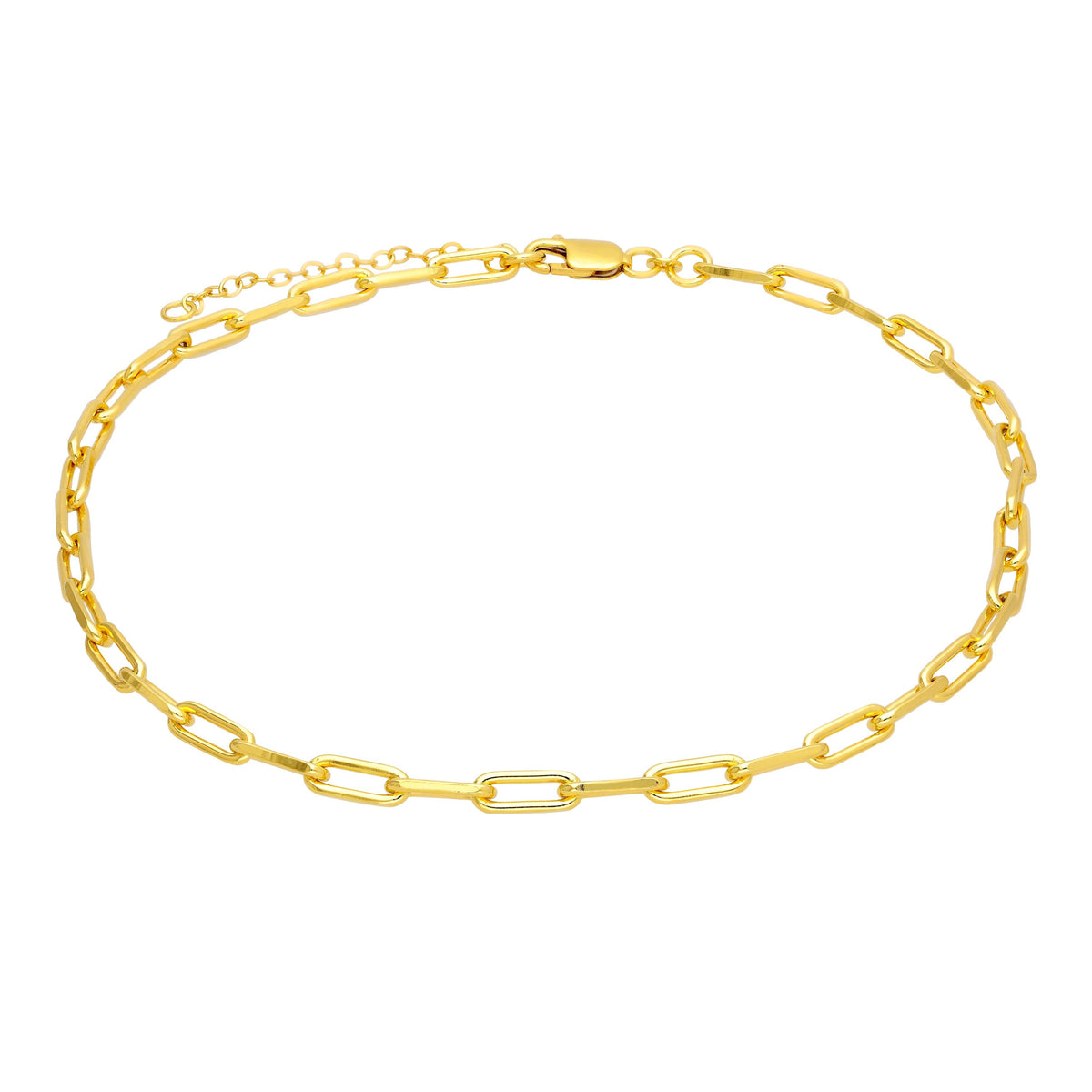 Collier ras du cou à longs maillons en argent sterling plaqué or 35-40 cm
