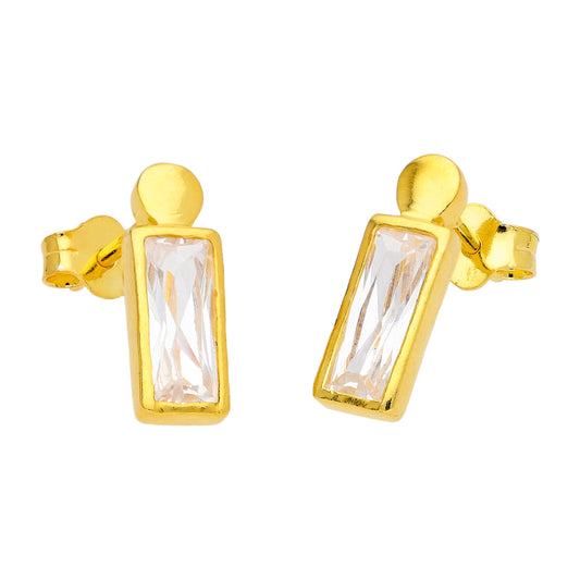 Boucles d'oreilles à tige en argent sterling plaqué or avec zircones cubiques