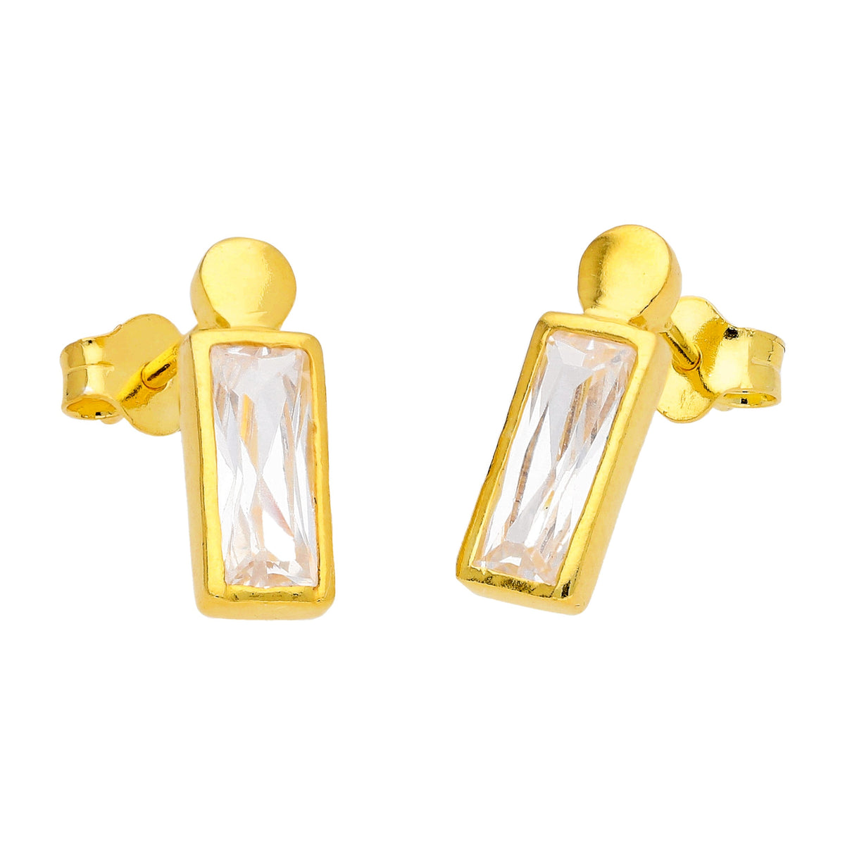 Boucles d'oreilles à tige en argent sterling plaqué or avec zircones cubiques
