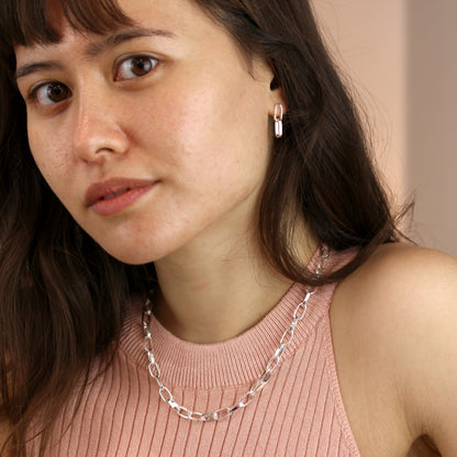 Boucles d'oreilles pendantes à chaîne à maillons en argent sterling