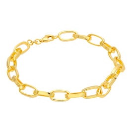 Bracelet à maillons en argent sterling plaqué or massif de 18 cm