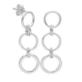 Boucles d'oreilles pendantes à triple maillon rond en argent sterling