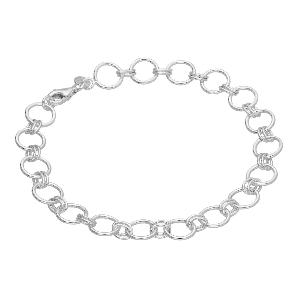 Bracelet chaîne à maillons ronds en argent sterling de 18 cm