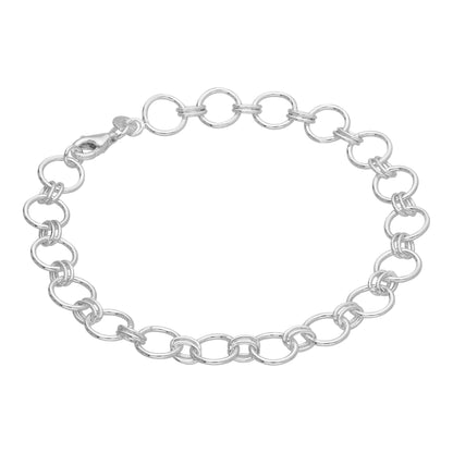 Bracelet chaîne à maillons ronds en argent sterling de 18 cm