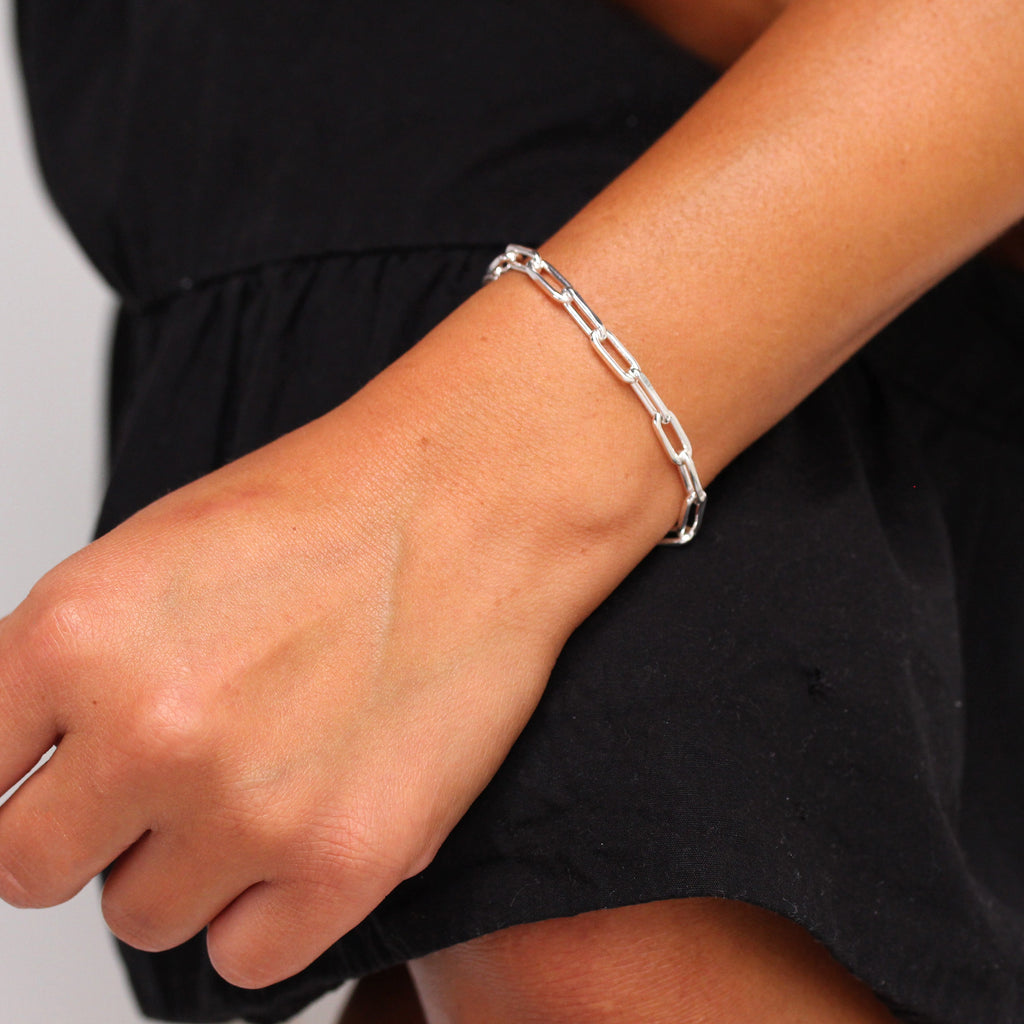 Bracelet à maillons longs en argent sterling de 18 cm