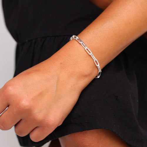 Bracelet à maillons longs en argent sterling de 18 cm