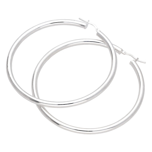 Boucles d'oreilles créoles unies en argent sterling de 55 mm