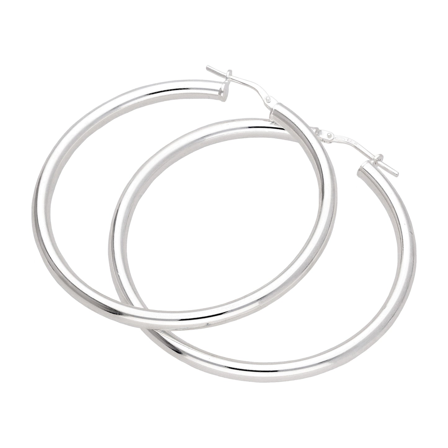 Boucles d'oreilles créoles unies en argent sterling de 45 mm
