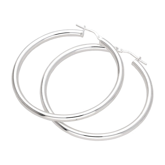 Boucles d'oreilles créoles unies en argent sterling de 45 mm