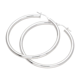 Boucles d'oreilles créoles unies en argent sterling de 45 mm