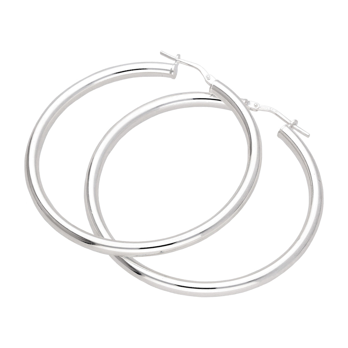 Boucles d'oreilles créoles unies en argent sterling de 45 mm