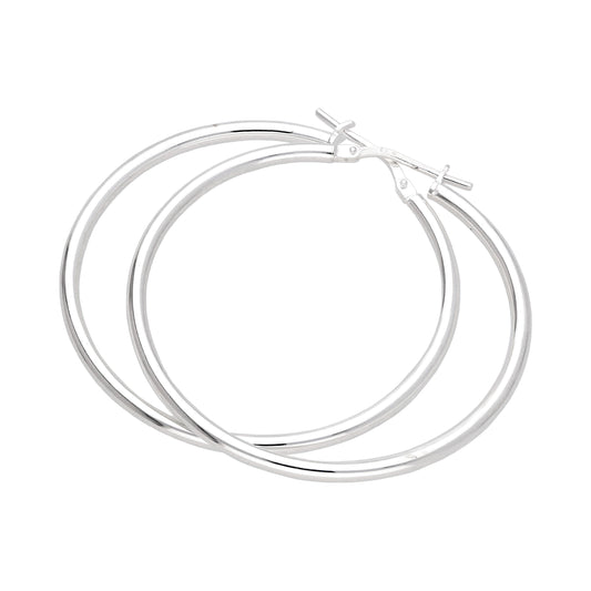 Boucles d'oreilles créoles unies en argent sterling de 40 mm