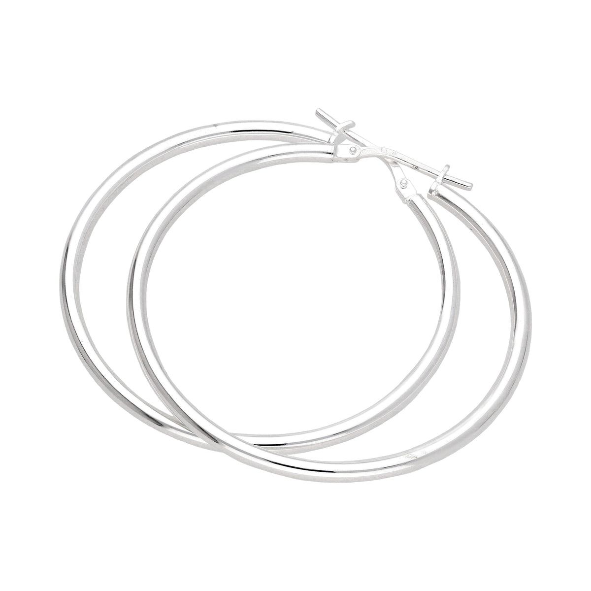 Boucles d'oreilles créoles unies en argent sterling de 40 mm