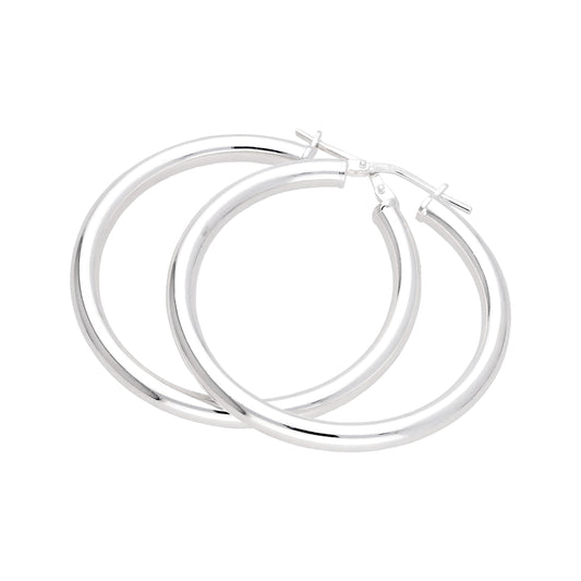 Boucles d'oreilles créoles unies en argent sterling de 35 mm