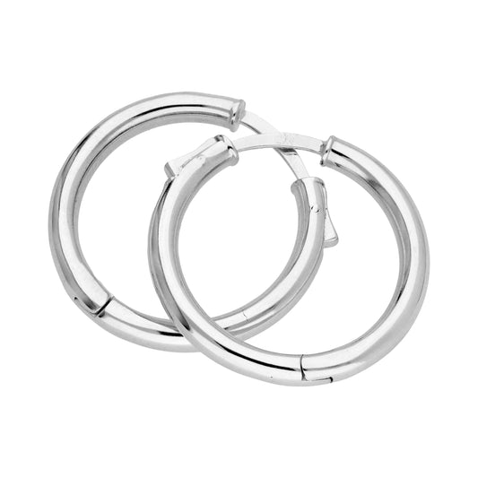 Boucles d'oreilles créoles rondes en argent sterling avec bouton-poussoir de 25 mm