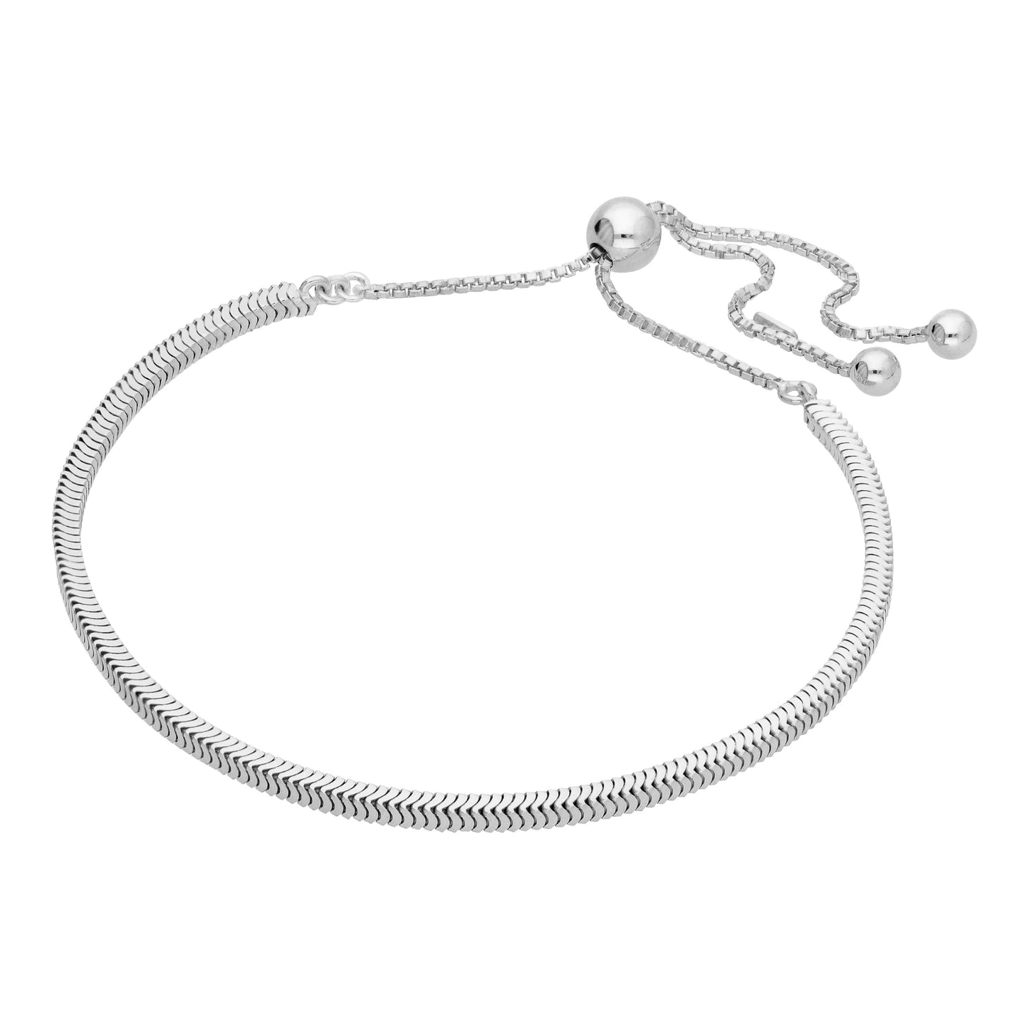 Bracelet réglable en argent sterling avec chaîne serpent carrée