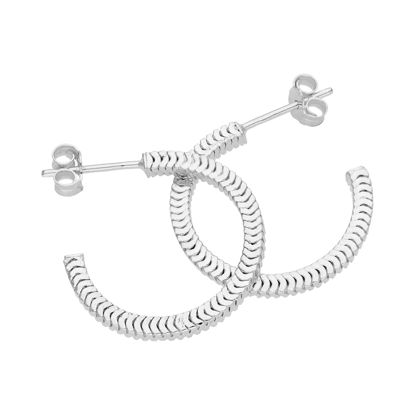 Boucles d'oreilles créoles carrées en argent sterling de 20 mm avec chaîne serpent