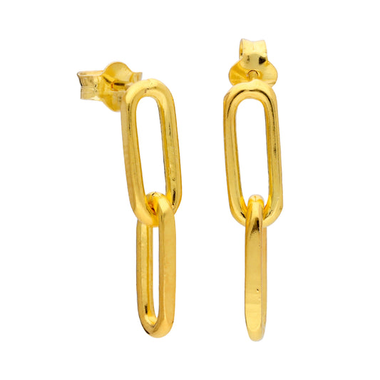 Boucles d'oreilles pendantes à maillons longs en argent sterling plaqué or