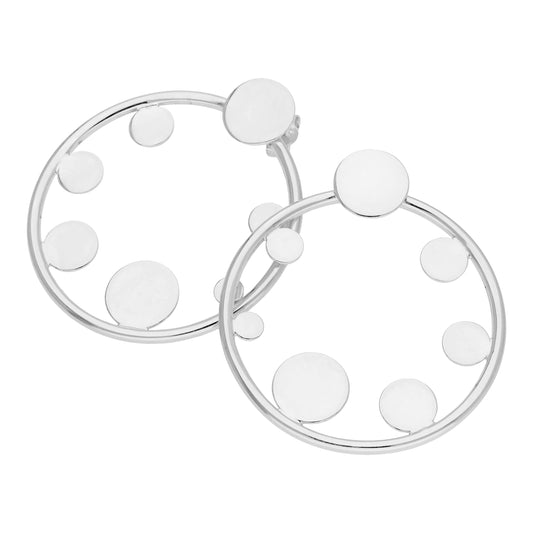 Boucles d'oreilles à tige multi-disques en argent sterling avec barre circulaire