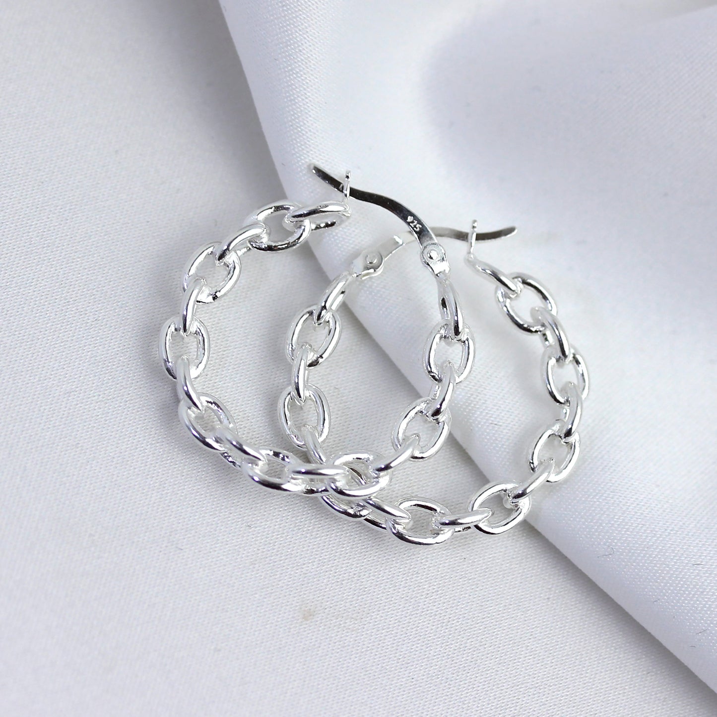 Boucles d'oreilles créoles à longues chaînes en argent sterling