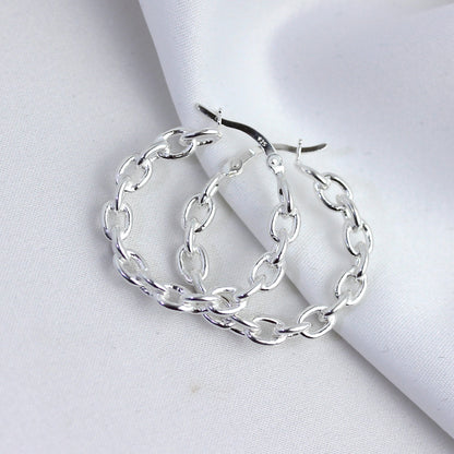 Boucles d'oreilles créoles à longues chaînes en argent sterling