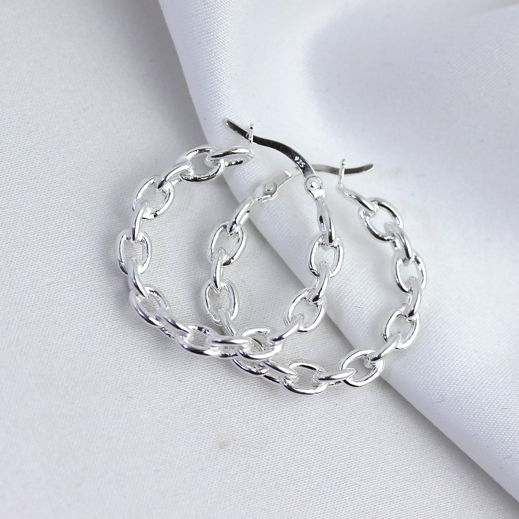Boucles d'oreilles créoles à longues chaînes en argent sterling