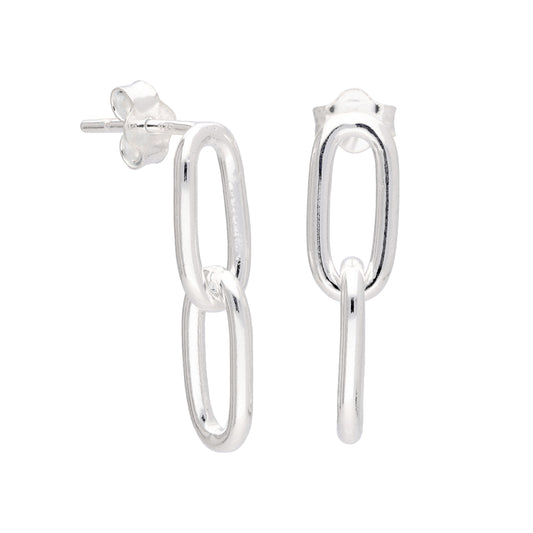 Boucles d'oreilles pendantes à longue chaîne à maillons en argent sterling