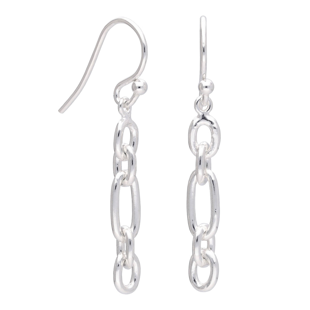 Boucles d'oreilles créoles pendantes en argent sterling avec maillons torsadés