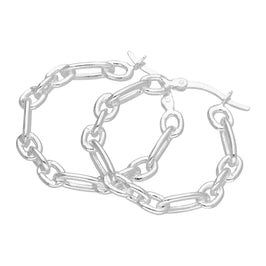 Boucles d'oreilles créoles en argent sterling avec chaîne à maillons torsadés de 30 mm