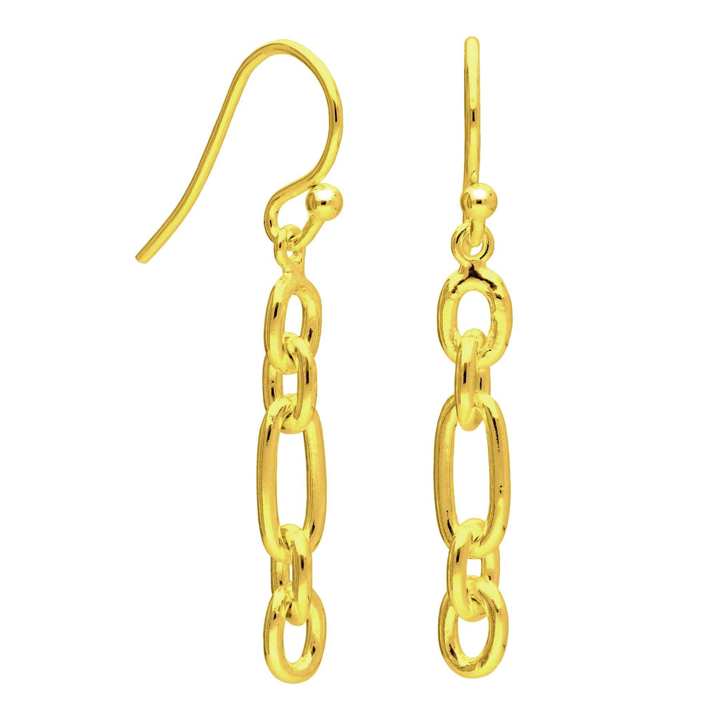 Boucles d'oreilles pendantes en argent sterling plaqué or avec chaîne torsadée