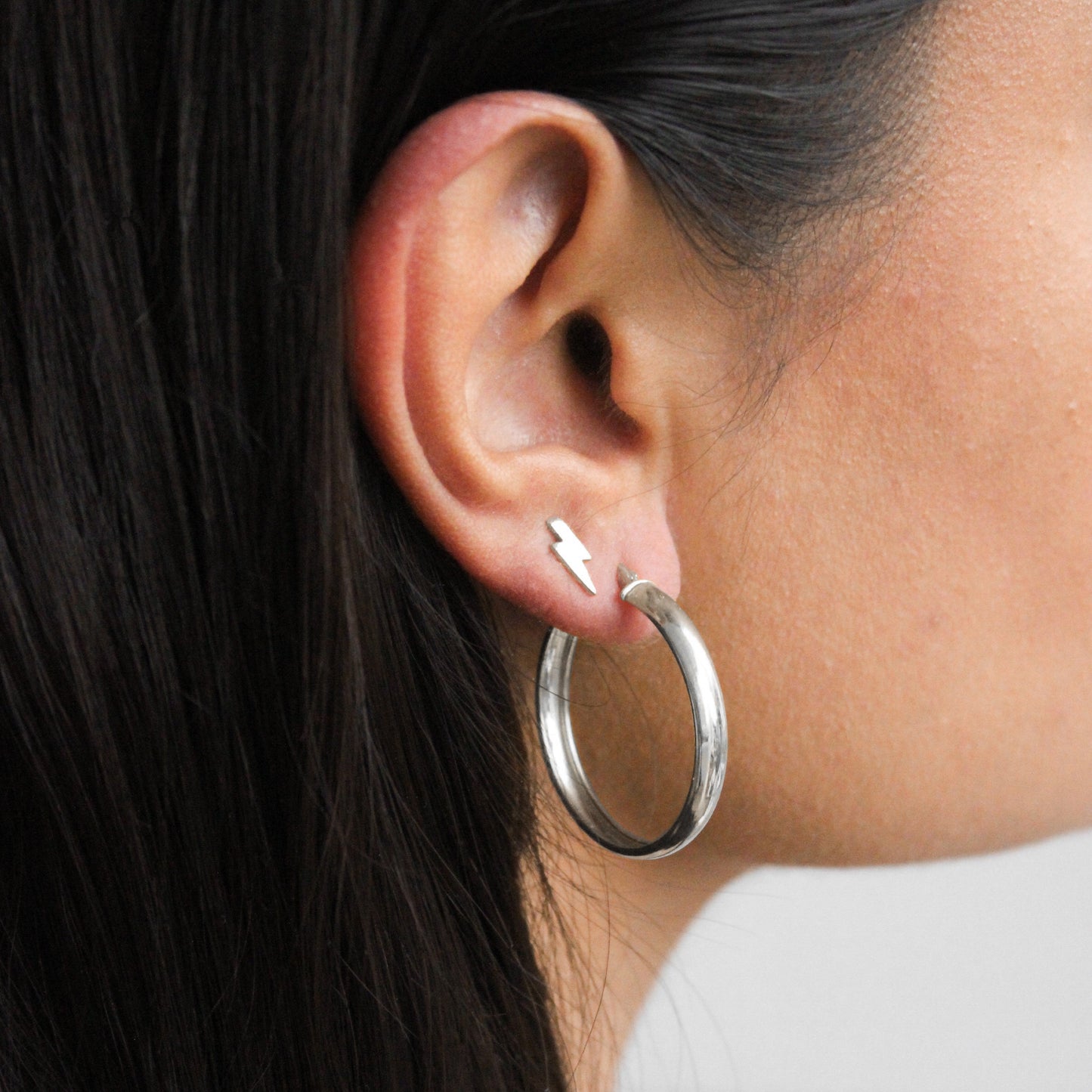 Boucles d'oreilles créoles épaisses en argent sterling de 30 mm