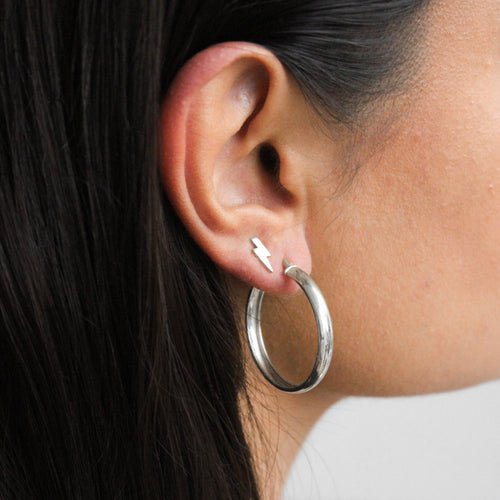 Boucles d'oreilles créoles épaisses en argent sterling de 30 mm