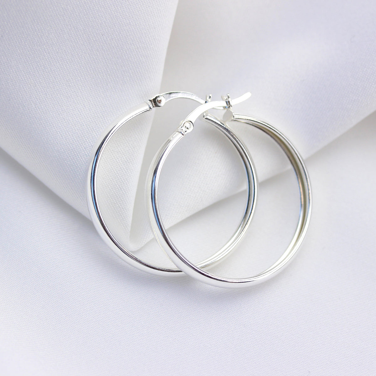 Boucles d'oreilles créoles épaisses en argent sterling de 30 mm
