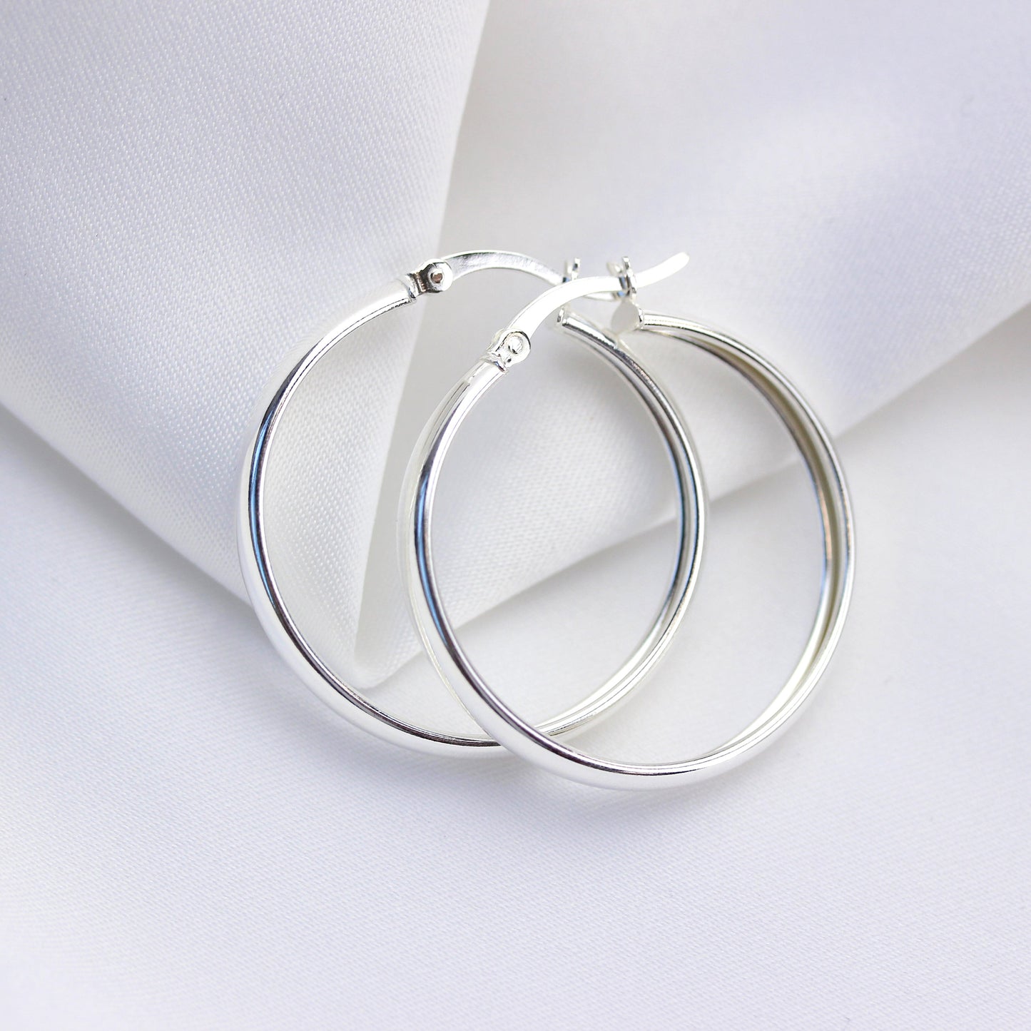 Boucles d'oreilles créoles épaisses en argent sterling de 30 mm
