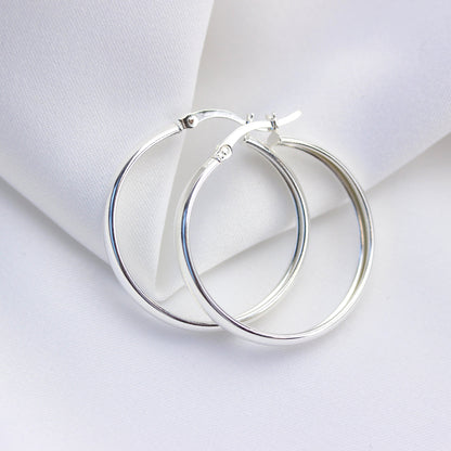 Boucles d'oreilles créoles épaisses en argent sterling de 30 mm