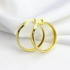 Boucles d'oreilles créoles épaisses en argent sterling plaqué or de 25 mm