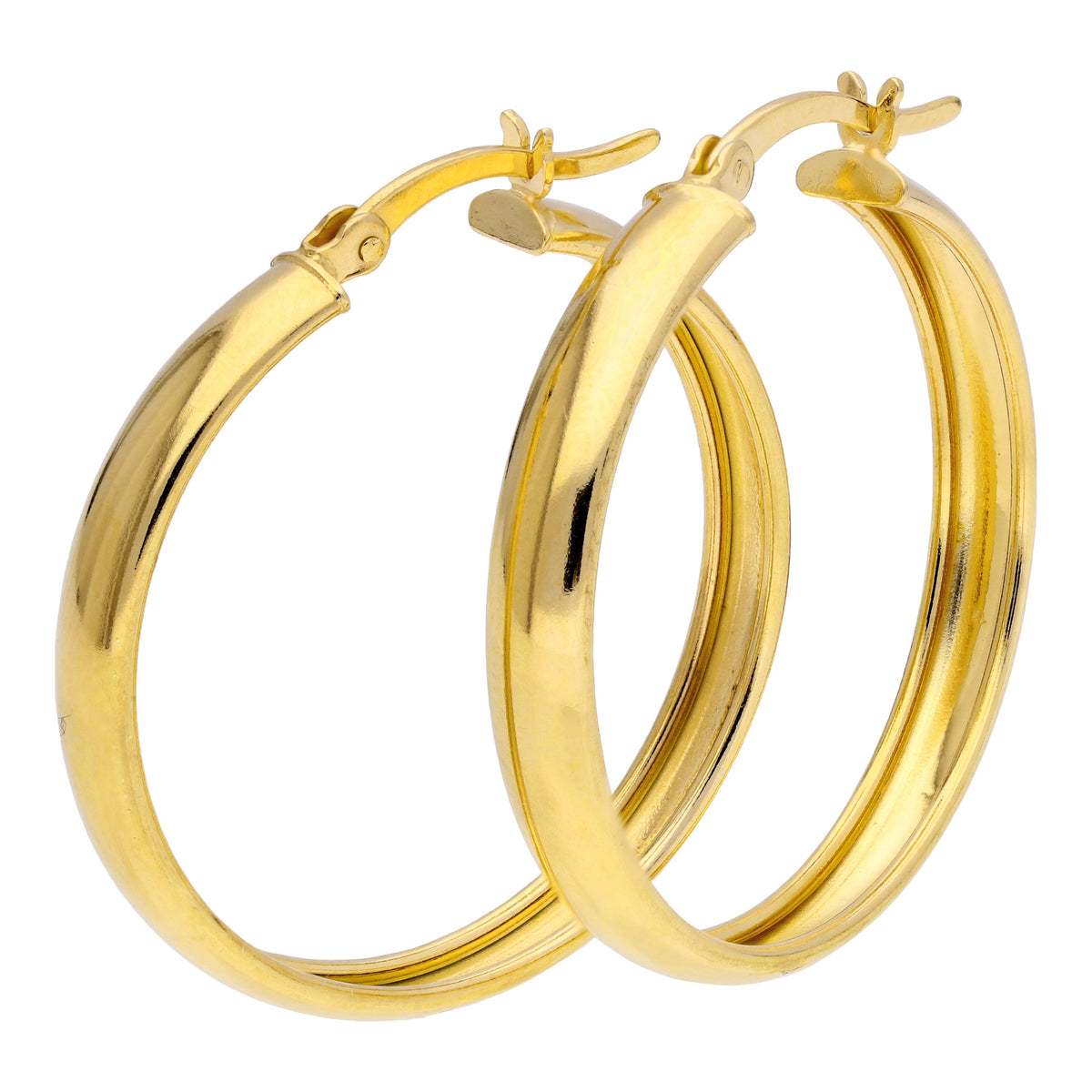 Boucles d'oreilles créoles épaisses en argent sterling plaqué or de 30 mm