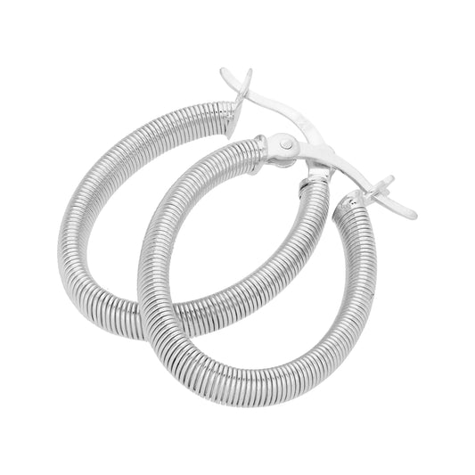 Boucles d'oreilles créoles ovales texturées en argent sterling