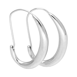 Boucles d'oreilles créoles ovales liquides en argent sterling