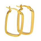 Boucles d'oreilles créoles ovales unies en argent sterling plaqué or