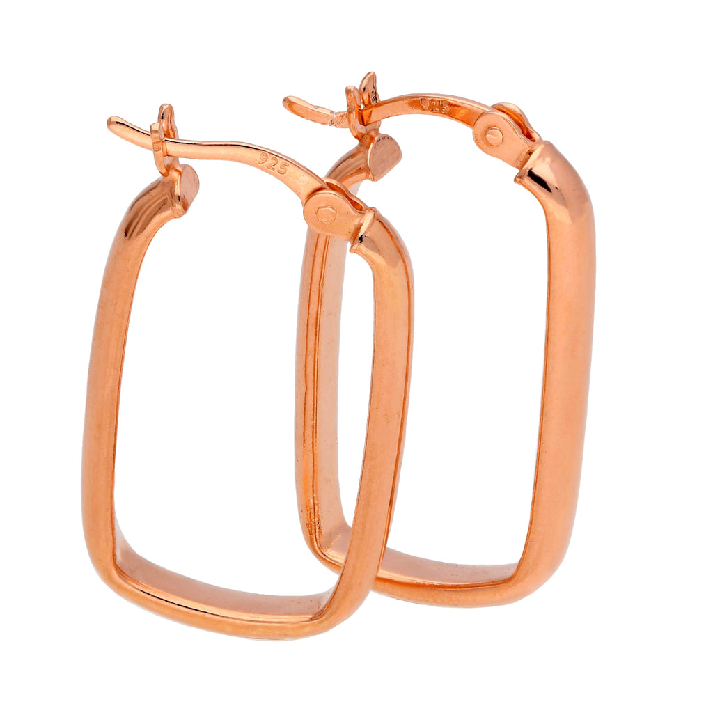 Boucles d'oreilles créoles ovales en argent sterling plaqué or rose