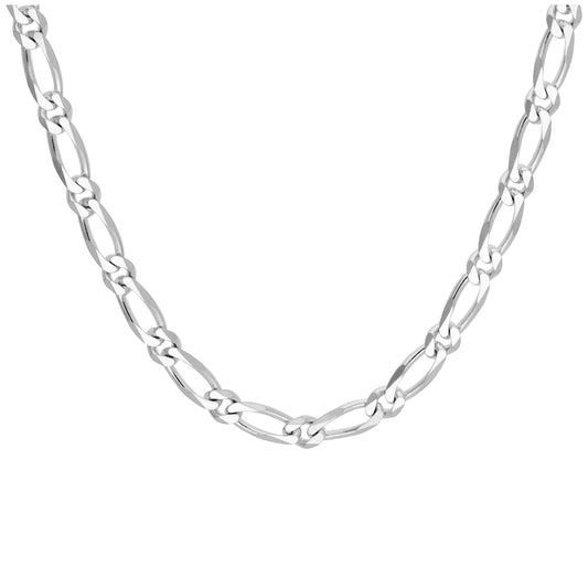 Collier à maillons figaro plats en argent sterling de 45,7 cm