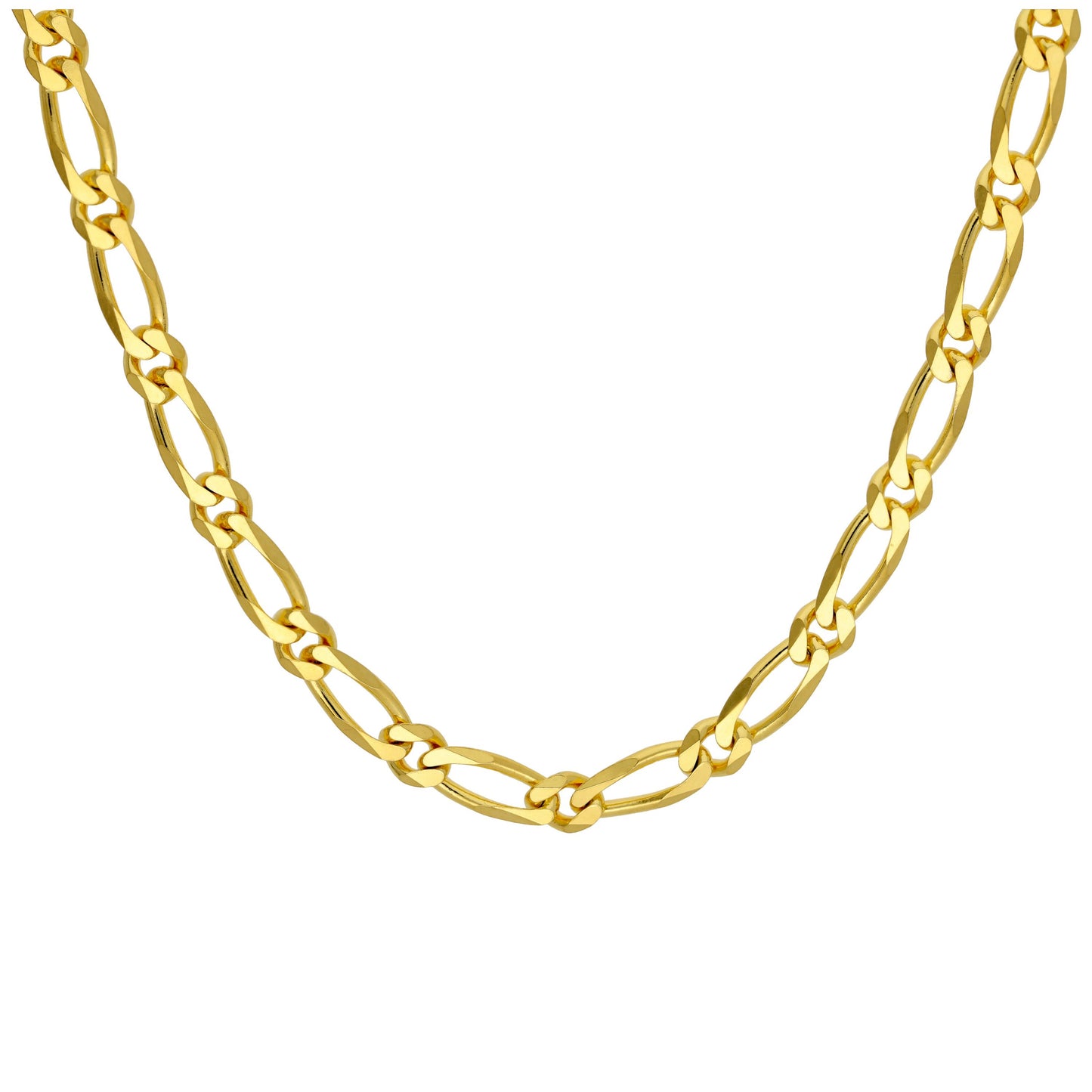 Collier Figaro plat en argent sterling plaqué or 45 cm