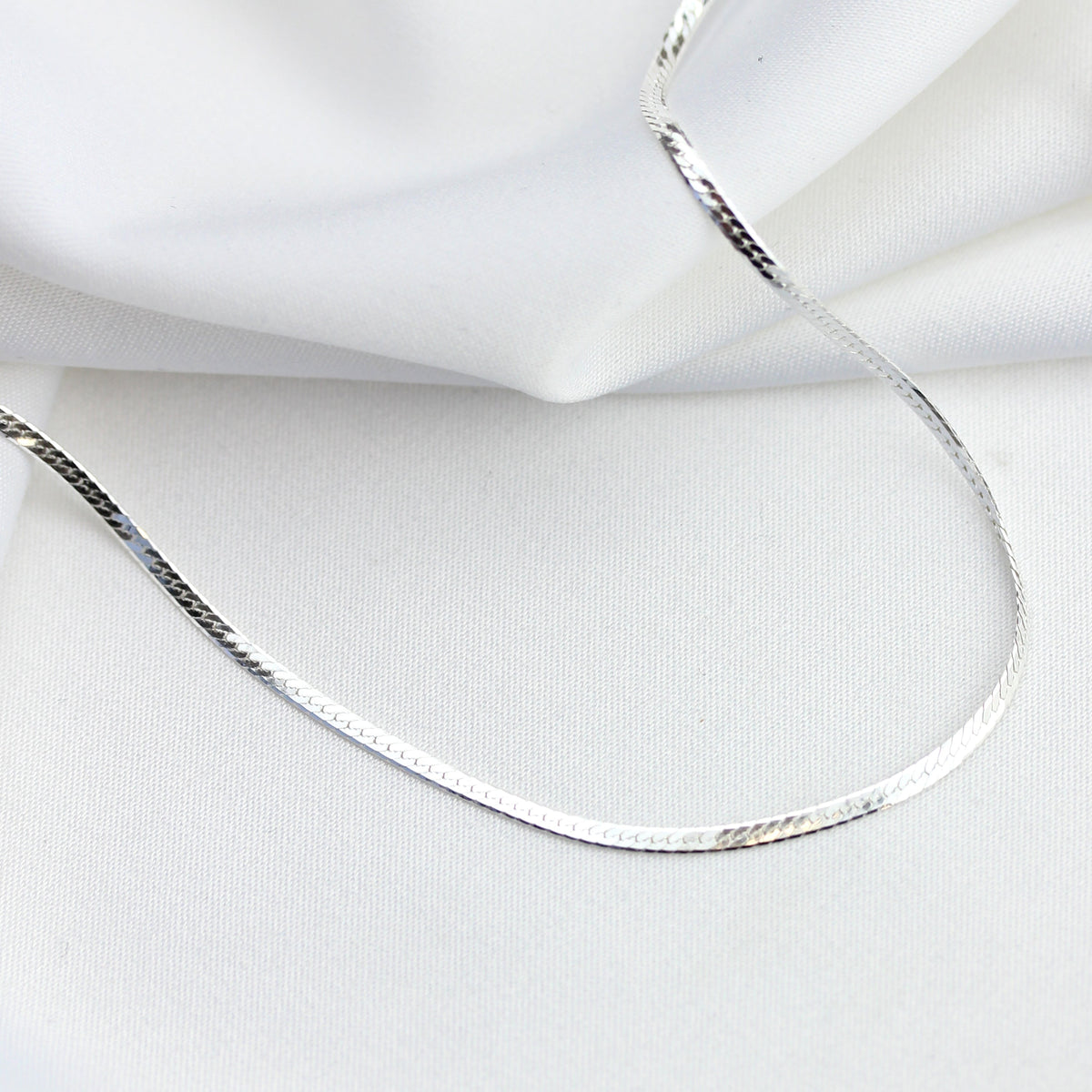 Collier chaîne serpent plate en argent sterling 45 cm