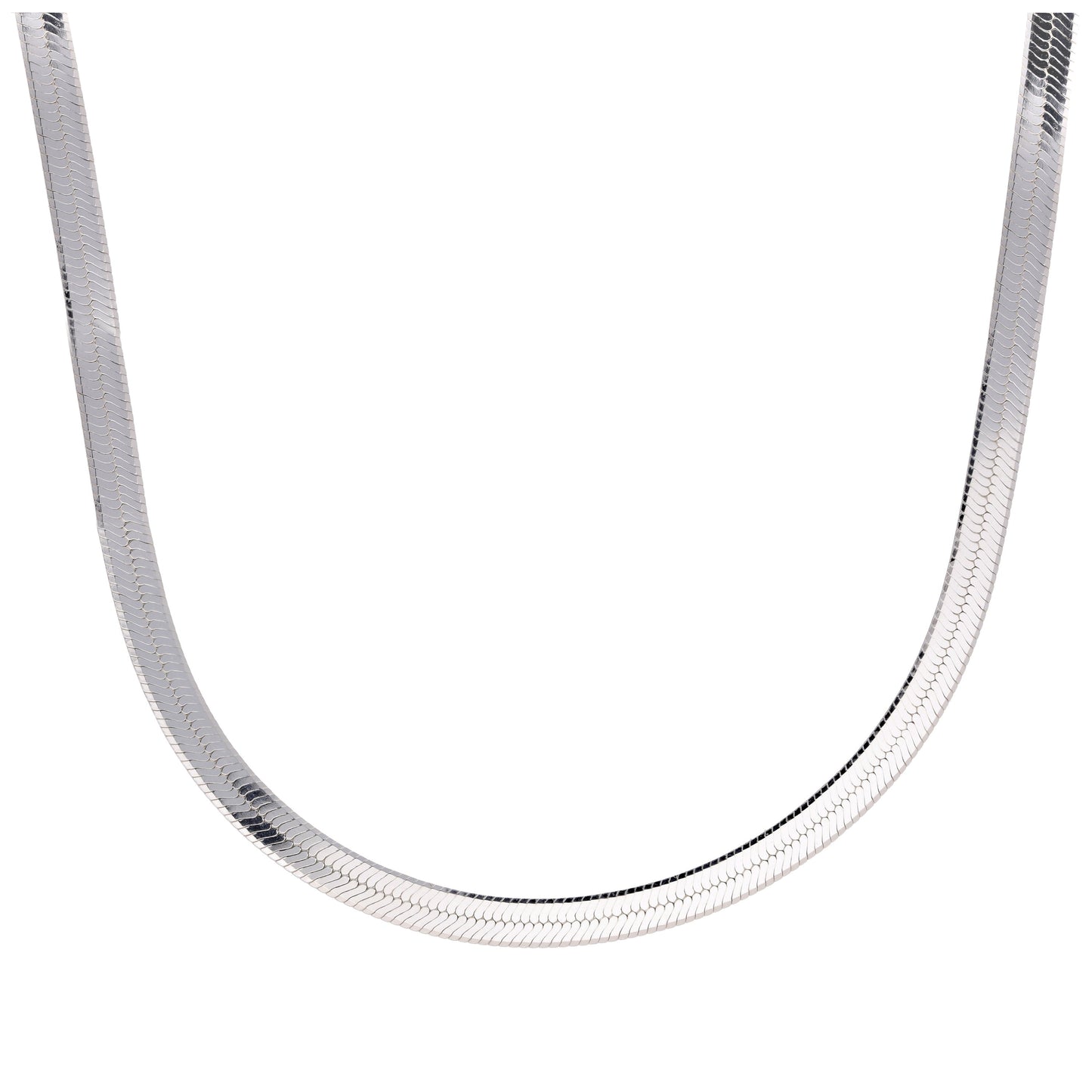 Collier chaîne à chevrons plats en argent sterling de 45 à 50 cm